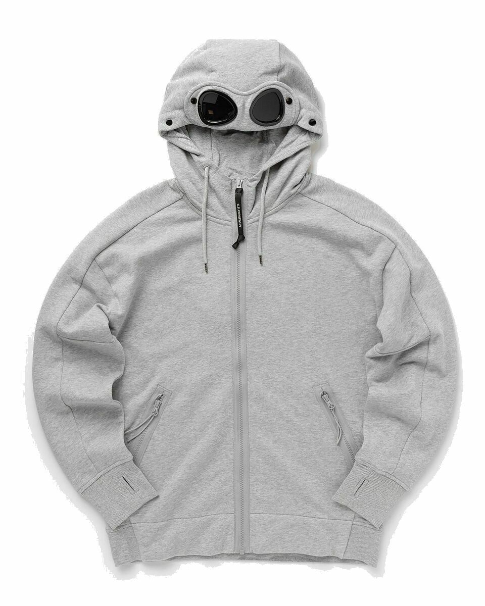 Photo: C.P. Company Diagonal Raised Fleece Sweatshirts   Hooded Open Grey - Mens - Hoodies/Zippers