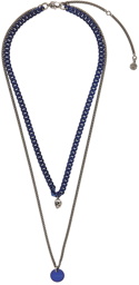 Alexander McQueen Silver & Blue Chain Necklace