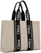 Chloé Off-White & Black Large Woody Tote Bag