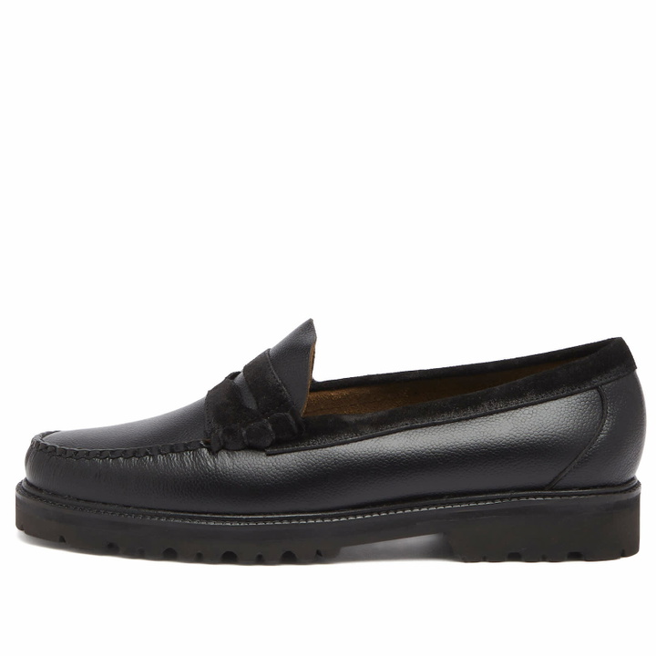 Photo: Bass Weejuns Men's Larson Lug Soft Grain Loafer in Black Textured Leather