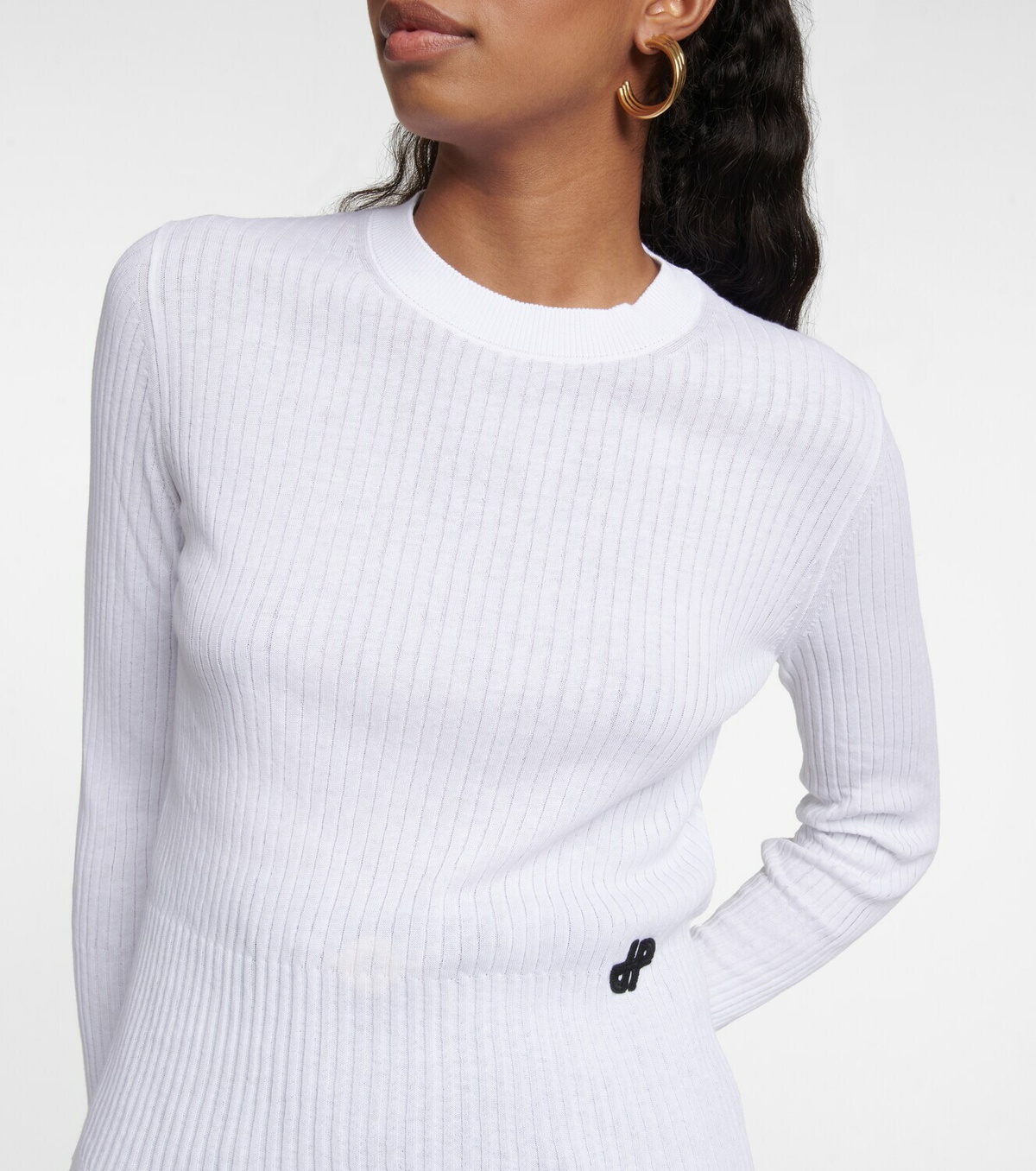 Patou Ribbed-knit cropped cotton sweater