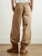 Givenchy - Tapered Appliquéd Logo-Jacquard Cotton-Blend Twill Trousers - Neutrals