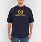 Balenciaga - Logo-Print Cotton-Jersey T-Shirt - Men - Navy