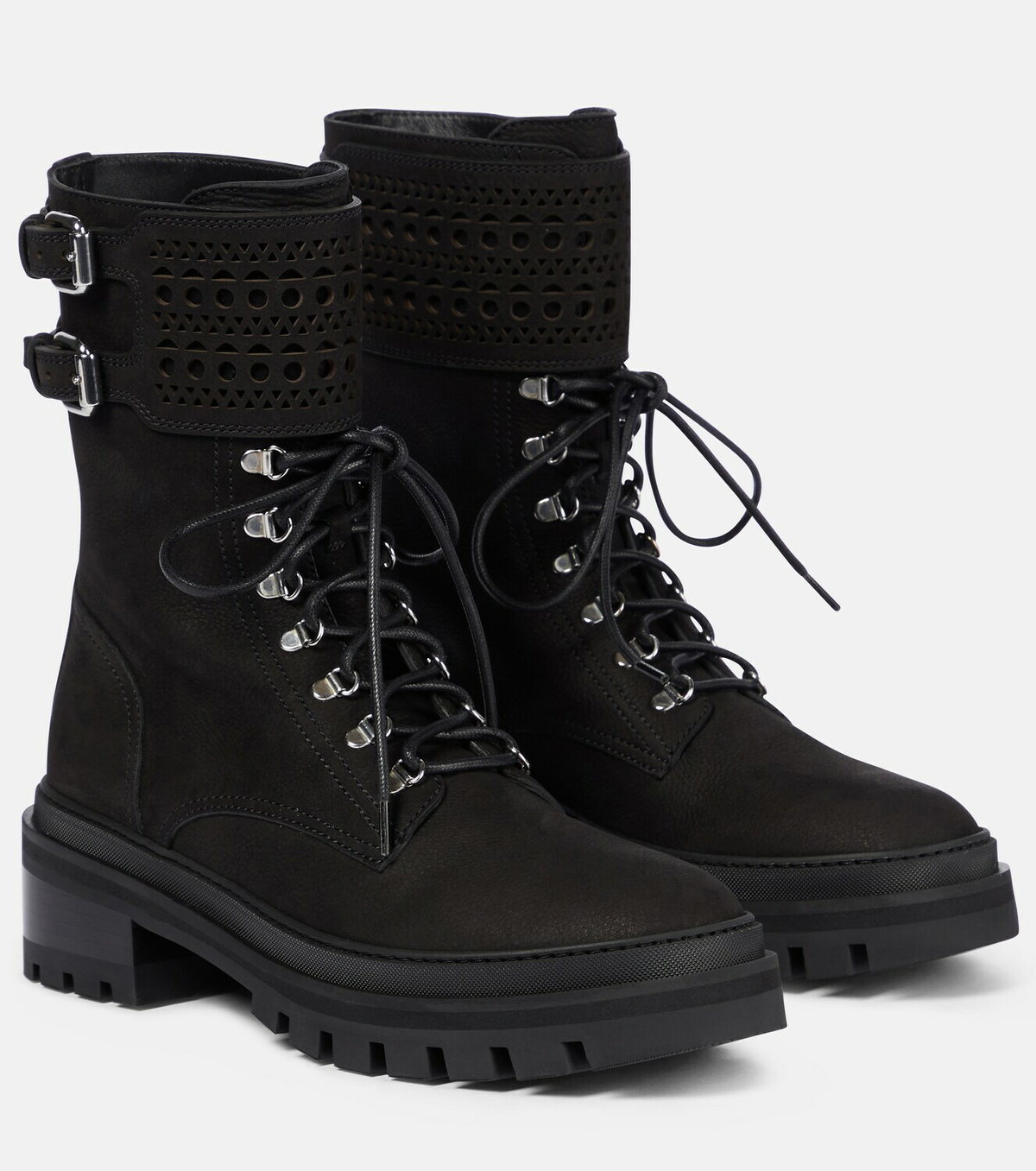 Alaia Leather Laser Cut Lace-Up  Boots Womens size 38 Alaïa - Laser-cut leather combat boots | Plush main image 2