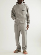 FEAR OF GOD ESSENTIALS - Straight-Leg Logo-Flocked Cotton-Blend Jersey Sweatpants - Gray