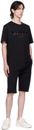 Balmain Black Flocked T-Shirt