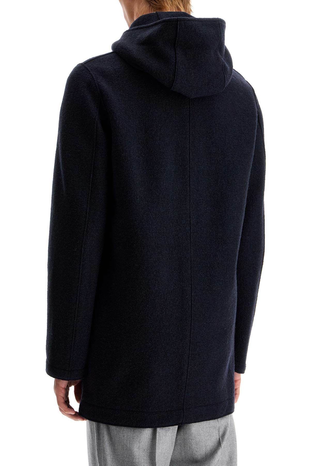 HARRIS WHARF LONDON hooded wool coat in boiled wool Blue