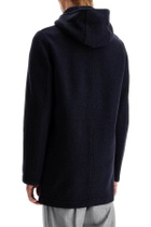 HARRIS WHARF LONDON hooded wool coat in boiled wool Blue