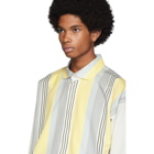 Homme Plisse Issey Miyake White and Yellow Stripe Press Shirt