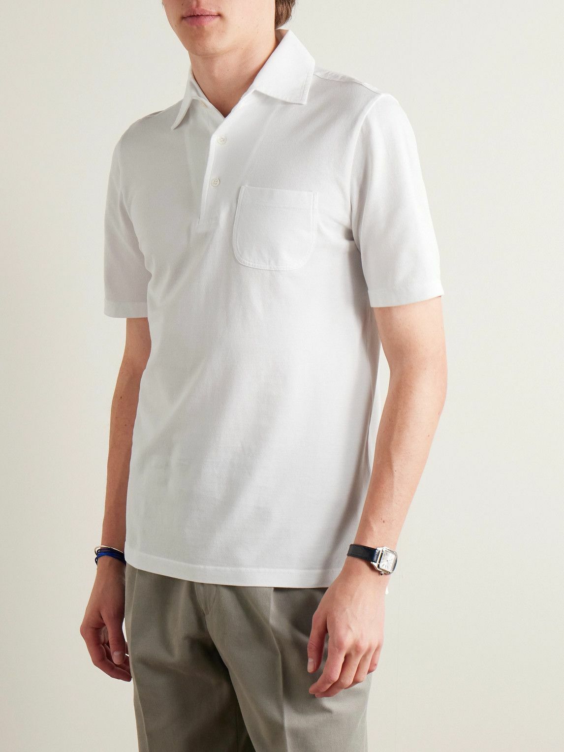 Rubinacci - Slim-Fit Cotton-Piqué Polo Shirt - White