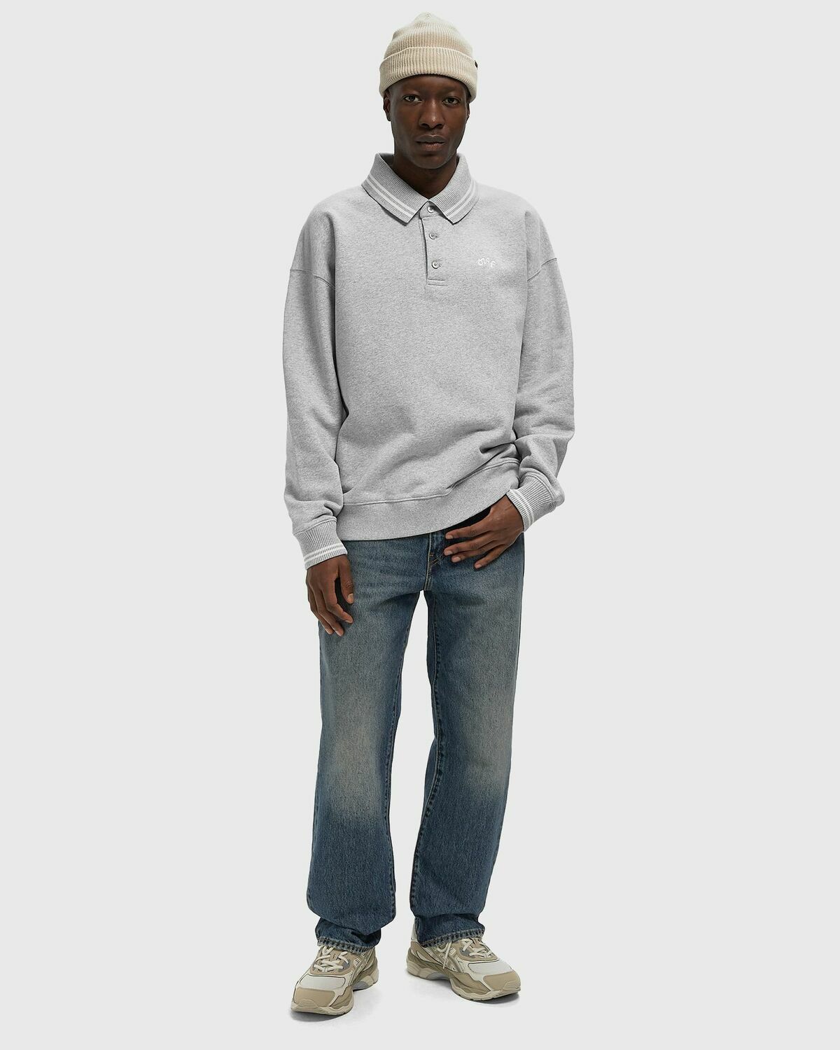 ØLÅF TIPPING DETAIL OVERSIZED POLO Grey Men