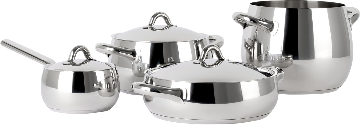 Alessi Silver Mami Pots & Pans Set, 7 pcs