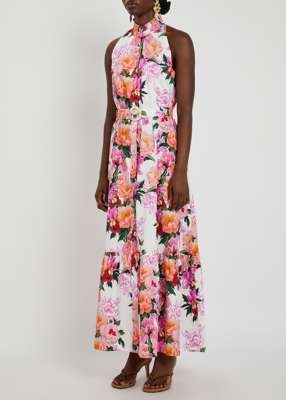 Borgo DE Nor Biba Floral-print Belted Cotton Maxi Dress Multicoloured