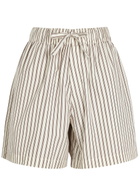 Tekla Unisex Poplin Pyjama Shorts White/black