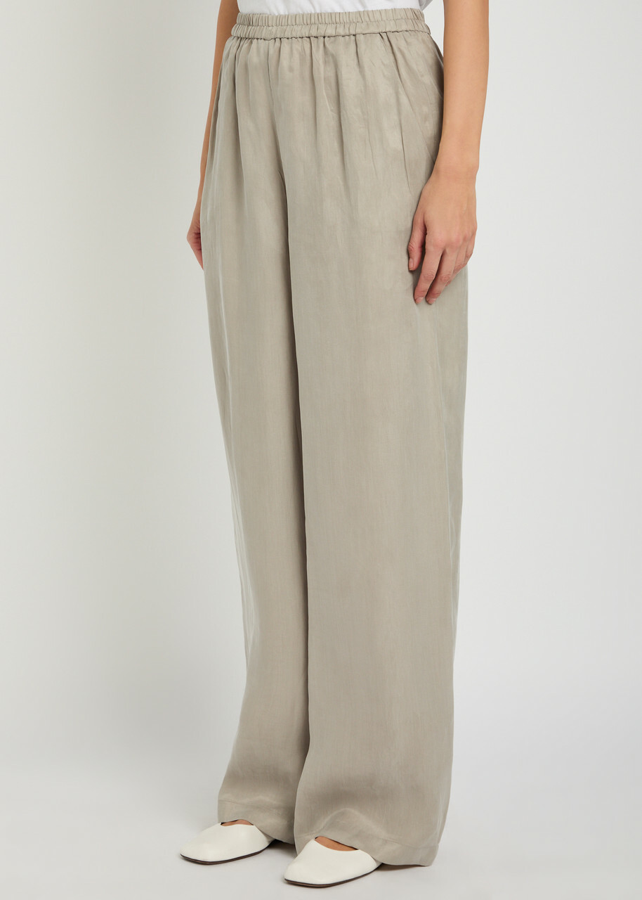Emporio Armani Striped Loose Straight-leg Trousers Grey