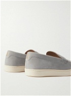 Brunello Cucinelli - Suede Penny Loafers - Gray