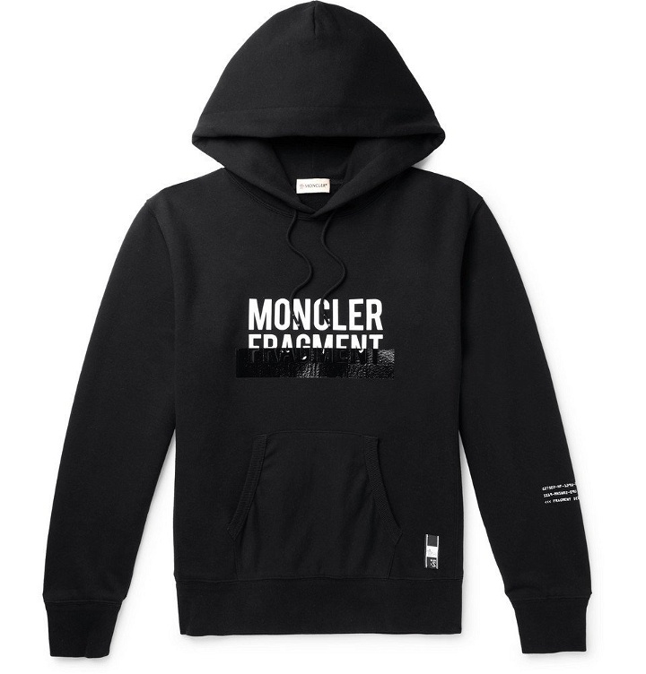 Photo: Moncler Genius - 7 Moncler Fragment Logo-Print Loopback Cotton-Jersey Hoodie - Black
