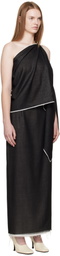 La Collection Black Macha Raw Scarf Top