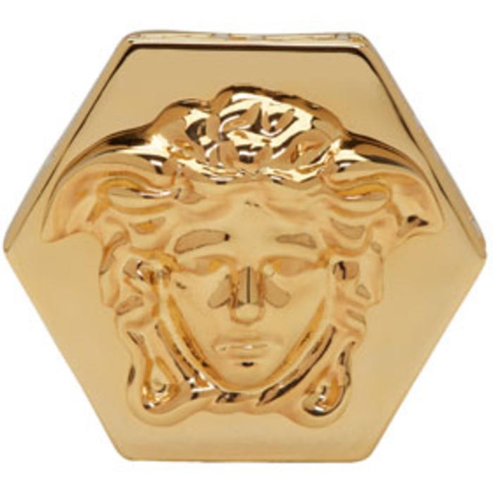 Photo: Versace Gold Hexagonal Medusa and Greek Key Ring 