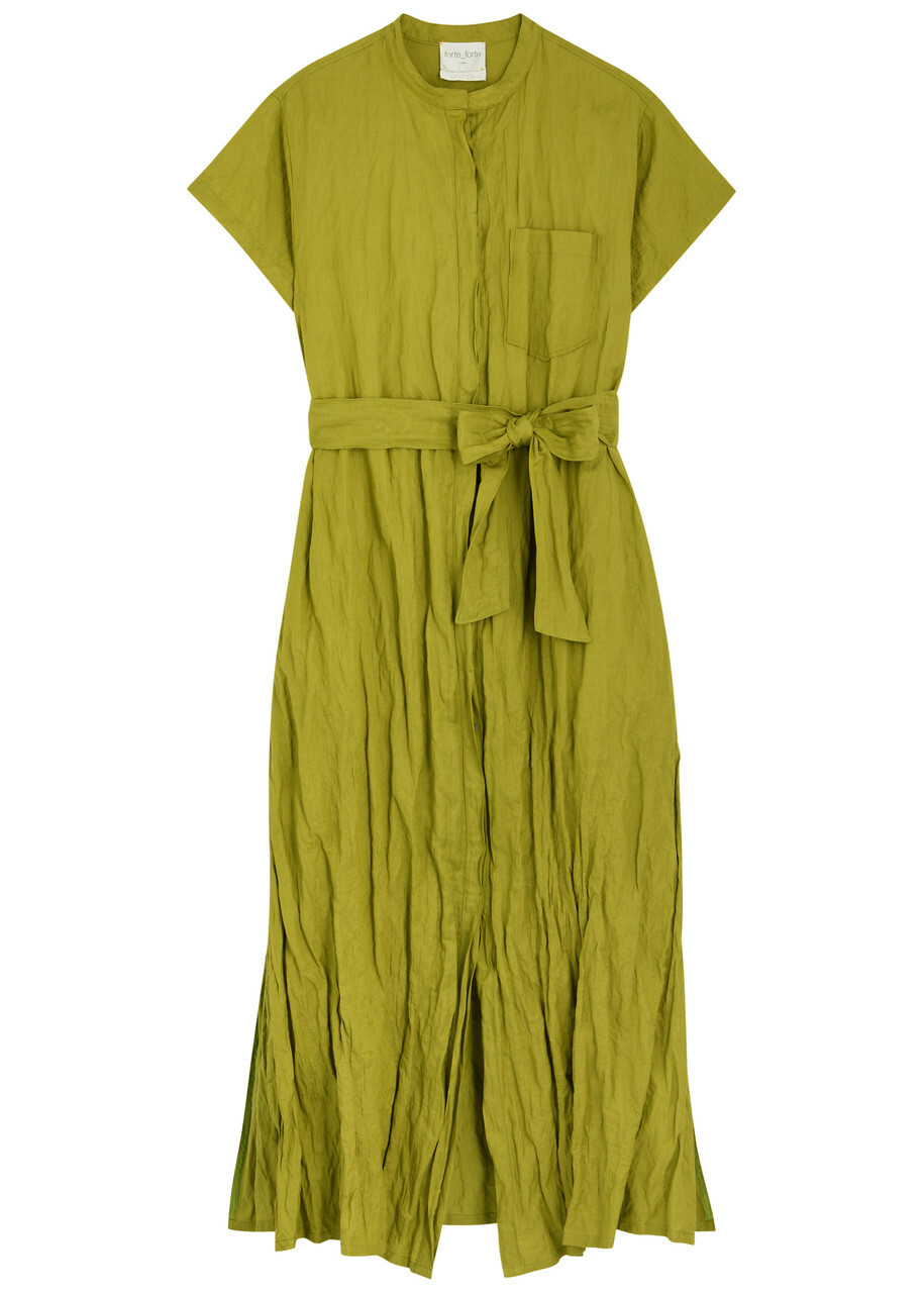 Forte_forte Crinkled Cotton-blend Midi Dress Mid Green