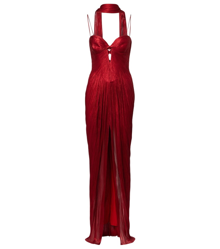 Photo: Maria Lucia Hohan Pleated scarf-detail silk bustier gown