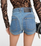 Mugler - Spiral high-waisted denim shorts