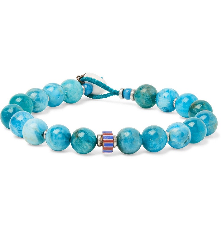 Photo: Mikia - Apatite, Silver-Plated, Glass and Shell Beaded Bracelet - Blue