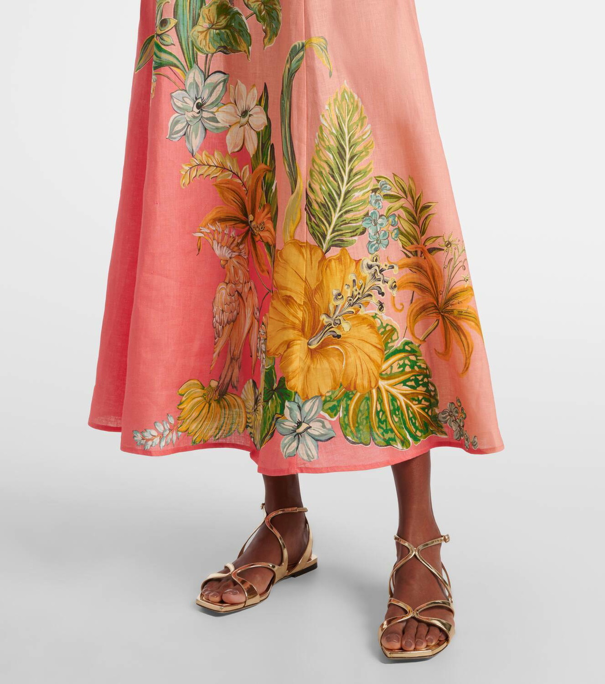 Alemais Anika Vestito Lungo In Lino Rosa - Romantic Placement Donna 2025