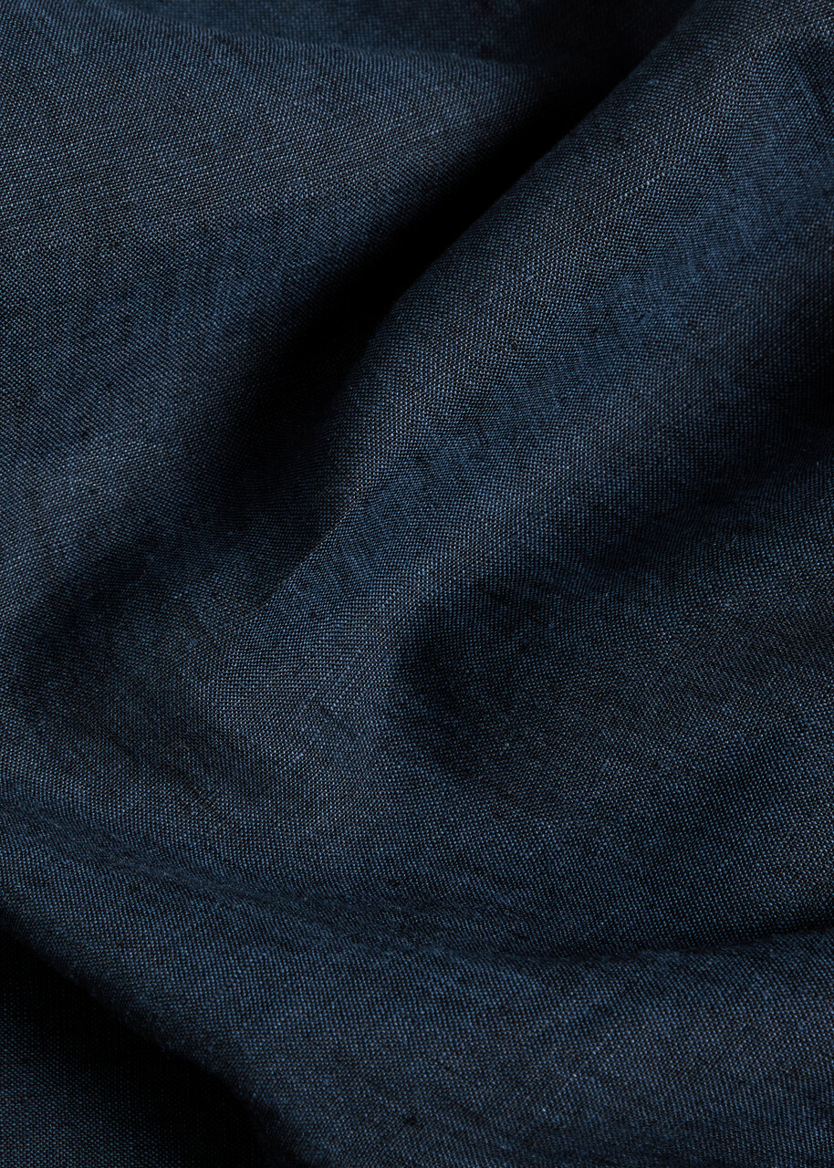 Wax London Kurt Tapered-leg Linen Trousers Navy