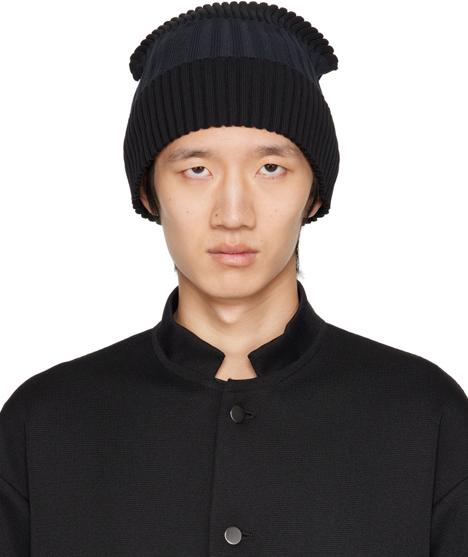 CFCL SSENSE Exclusive Black & Navy Fluted Beanie CFCL