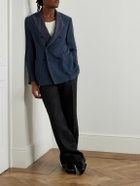 Barena - Siroco Double-Breasted Silk-Trimmed Linen and Cotton-Blend Blazer - Blue