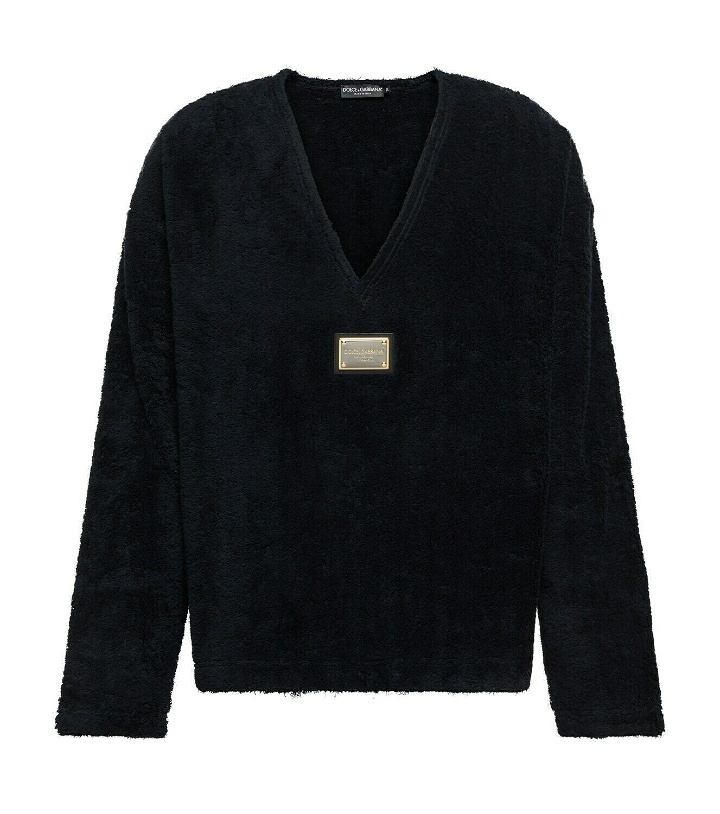 Photo: Dolce&Gabbana - Embellished cotton terry sweater