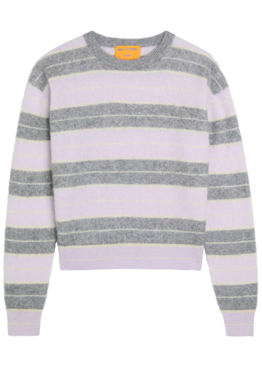 Guest In Residence Grizzly Striped Cashmere Jumper Purple