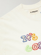 POLITE WORLDWIDE® - It's All Good Embroidered Cotton-Jersey T-Shirt - White