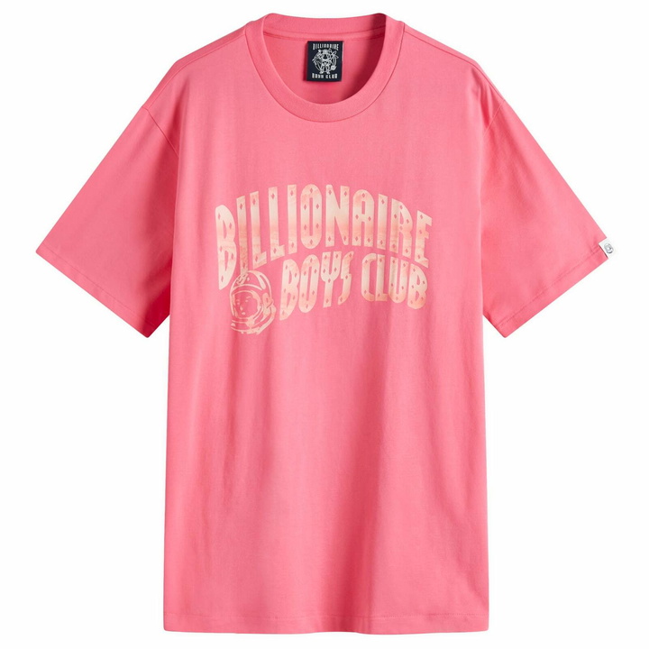 Photo: Billionaire Boys Club Men's Mountain Fill Arch Logo T-Shirt in Pink