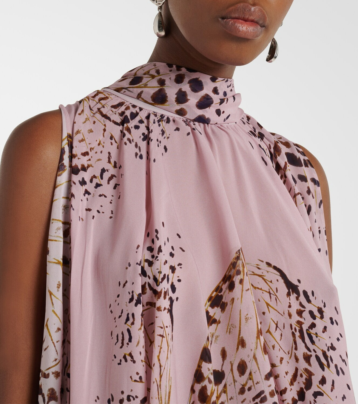 Blumarine Printed asymmetric georgette blouse