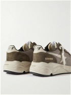 Golden Goose - Running Sole Leather-Trimmed Mesh and Suede Sneakers - Gray