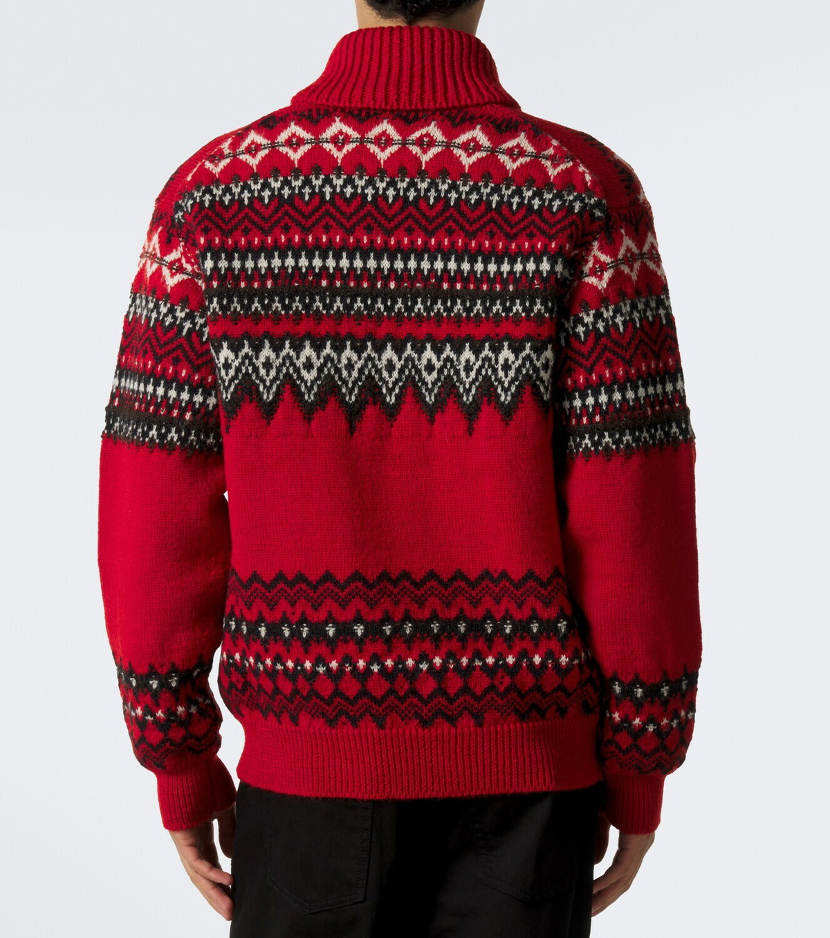 Junya Watanabe Suede-trimmed wool zip-up cardigan