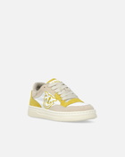 Pinko Flat Leather Sneakers With Contrasting Logo White/Lime