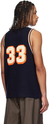 RICE NINE TEN Navy Knitting Basketball Tank Top