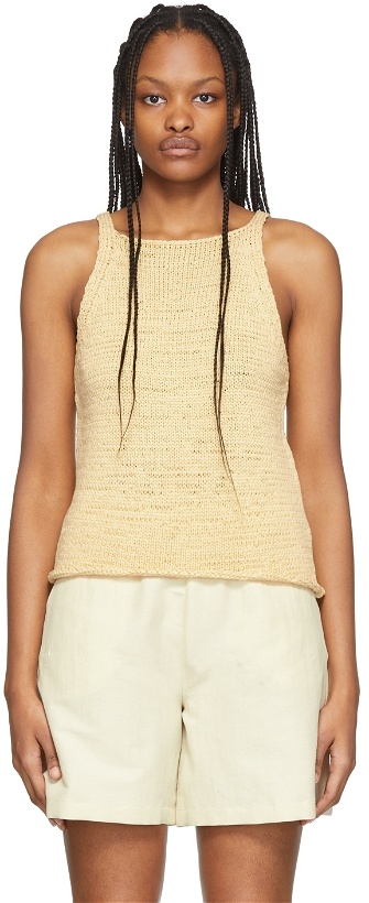 Photo: Missing You Already Yellow Knit Tape Tank Top
