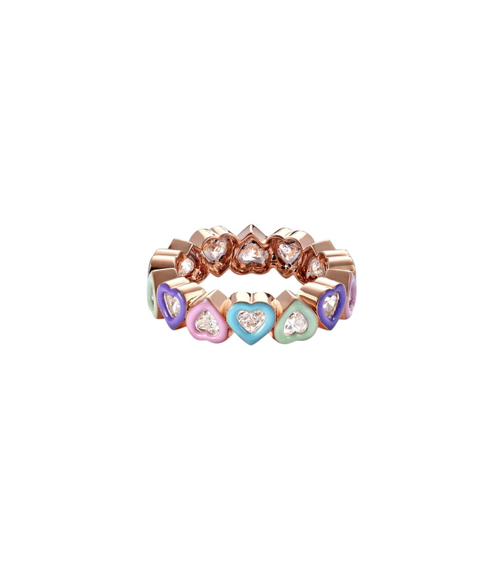 Photo: Kamyen 18kt rose gold ring with diamonds and enamel