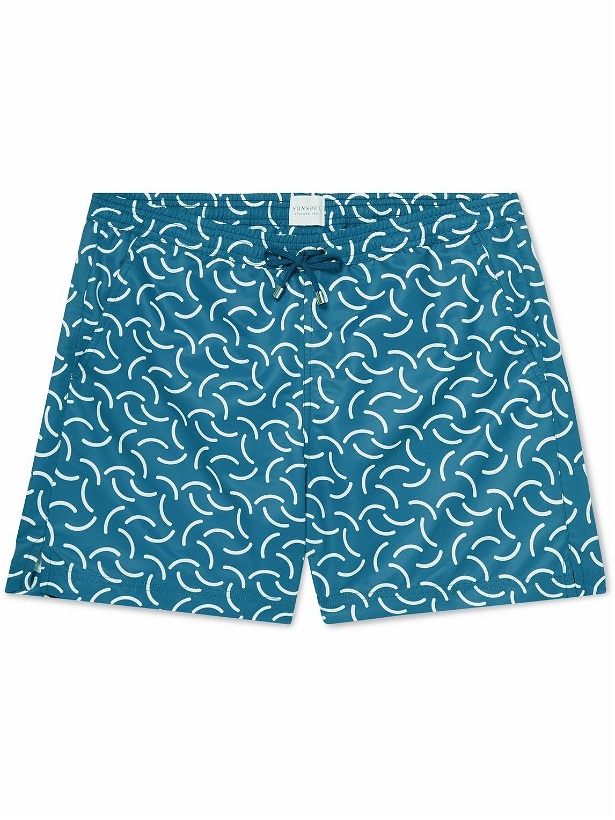 Photo: Sunspel - Mid-Length Printed Recycled Swim Shorts - Blue