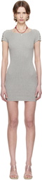 Isa Boulder Gray Knitted Shoulder Minidress