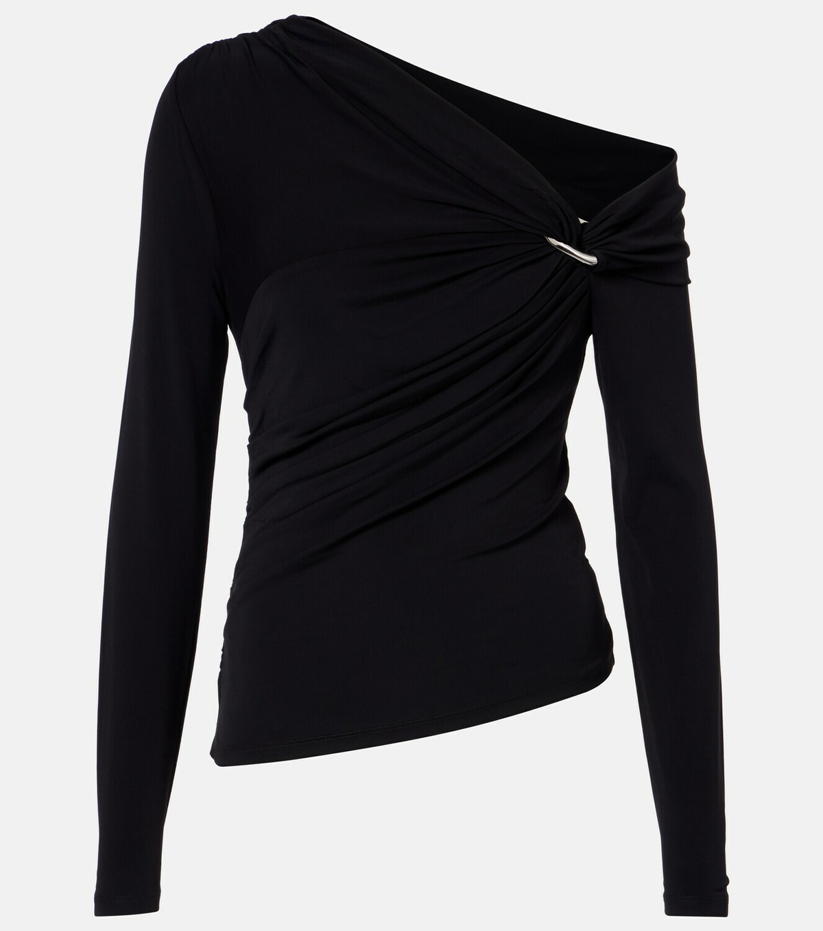 Veronica Beard Lozea asymmetric ruched jersey top