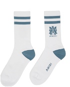 AMIRI White & Blue Ribbed M.A. Socks