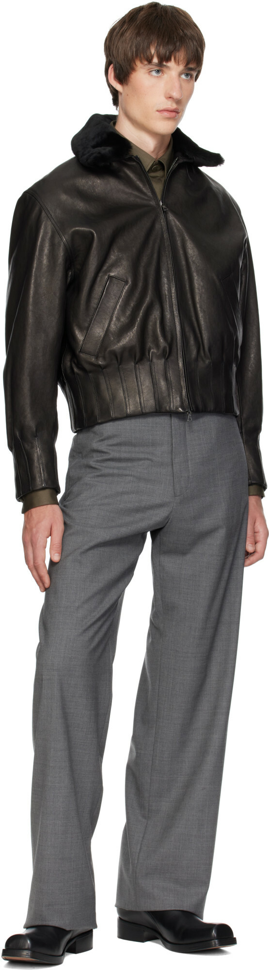 AARON ESH Gray One Seam Trousers