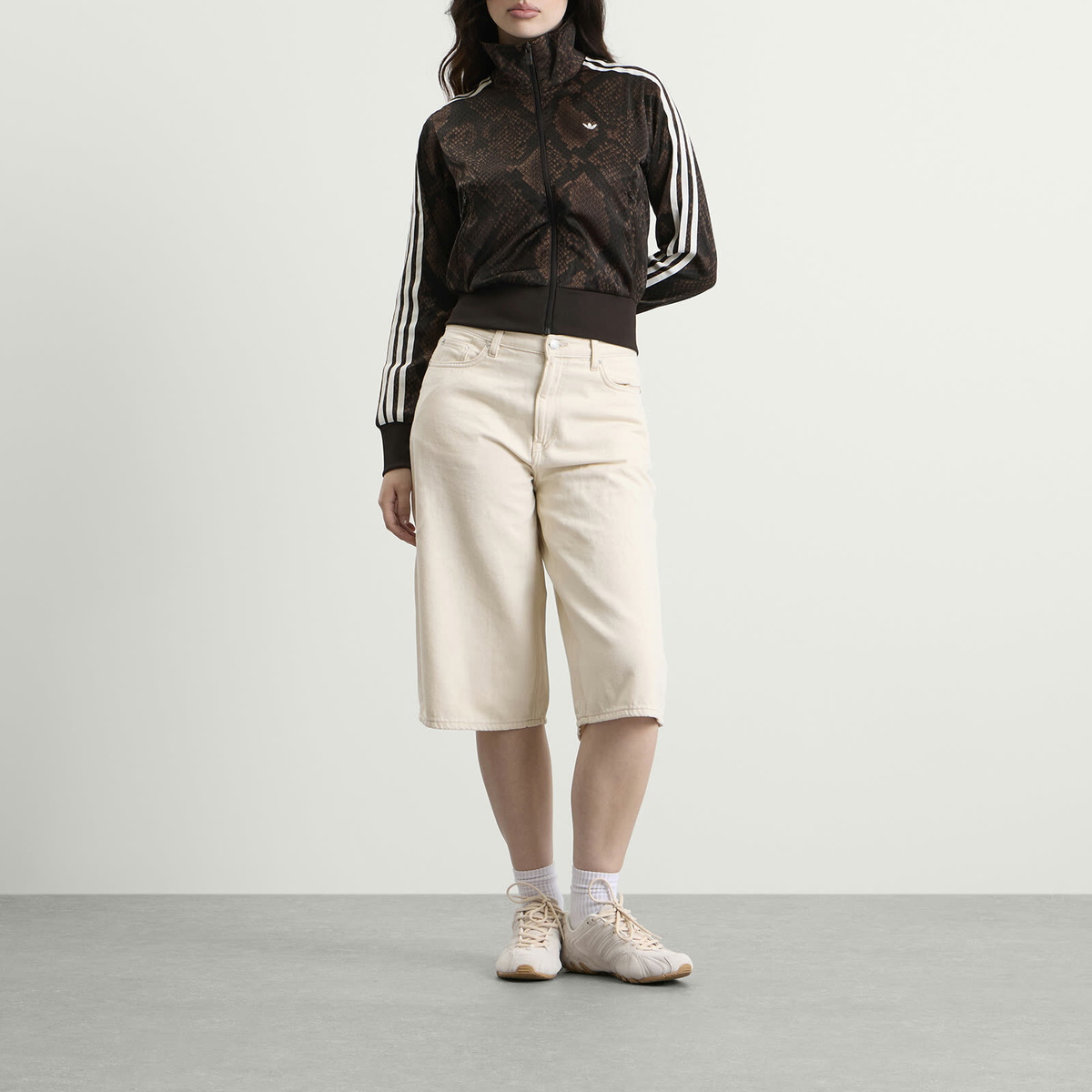 Adidas Women's Satin Firebird Track Top in Earth Strata/Aurora Coffee