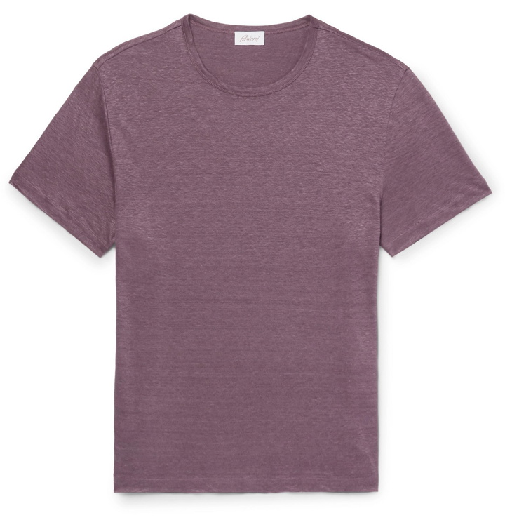 Photo: Brioni - Mélange Linen T-Shirt - Purple