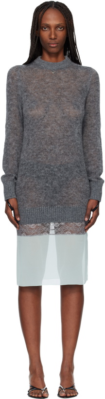 Photo: Coperni Gray & Green Multi-Layer Pullover Midi Dress